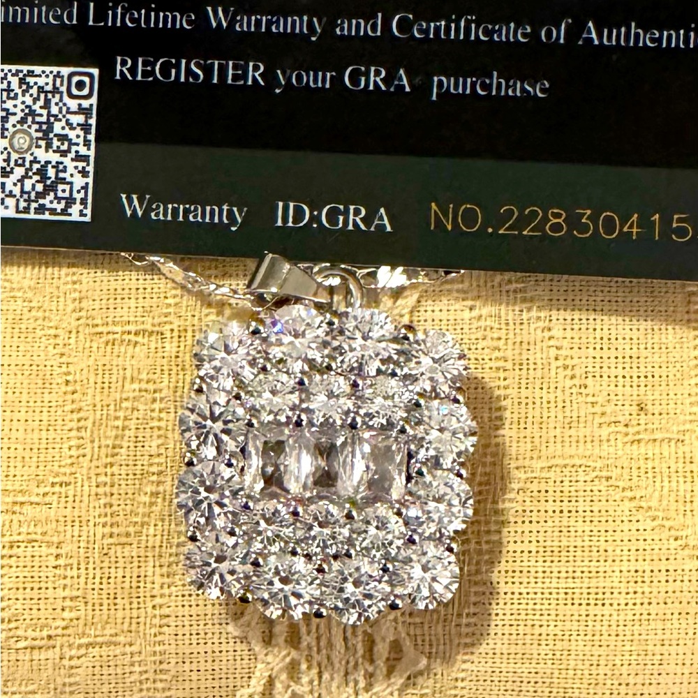 Diamond Moissanite 19ct Rectangular Necklace 14k … - image 7